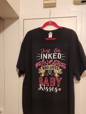 🔥Gildan Black Tee with Pink and Gold 'Inked Princess' Graphic